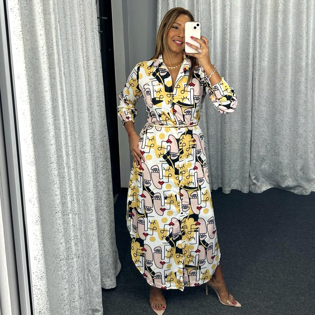 Minimalist Face Button Down Dress