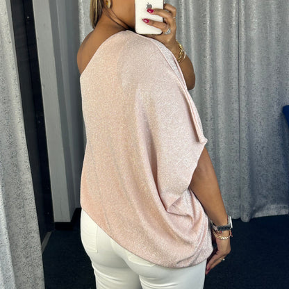 One shoulder Long Sleeve Pink Champagne