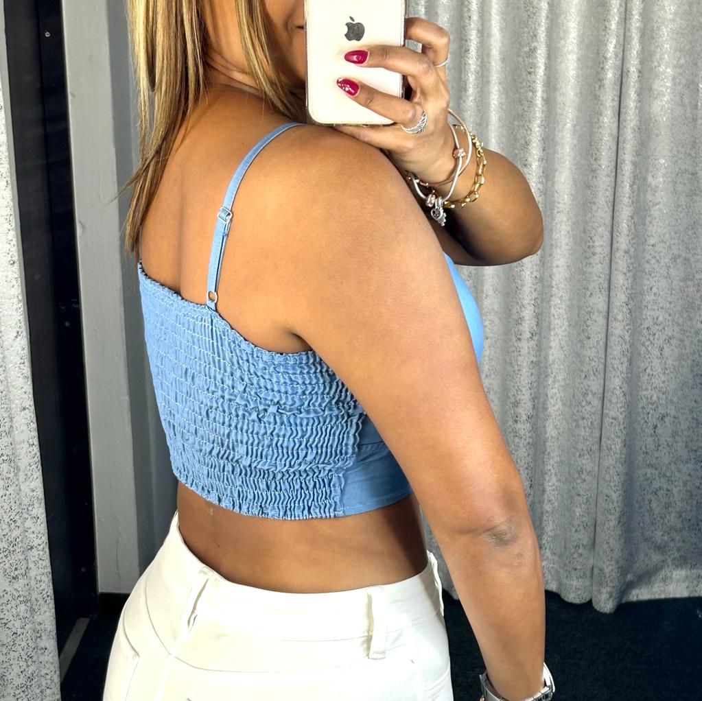 Denim Two Pieces Button Down Top