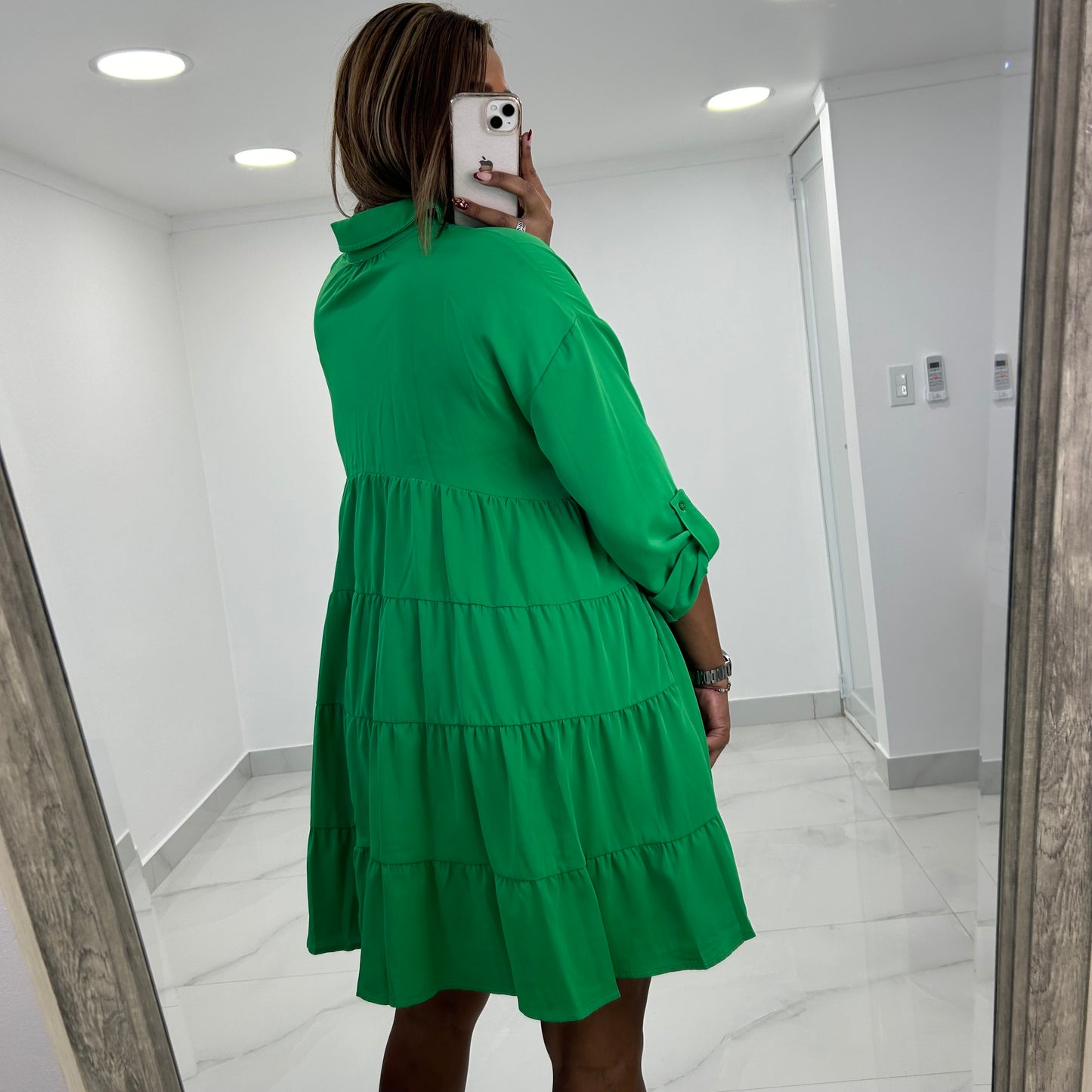 Button Down Green Dress