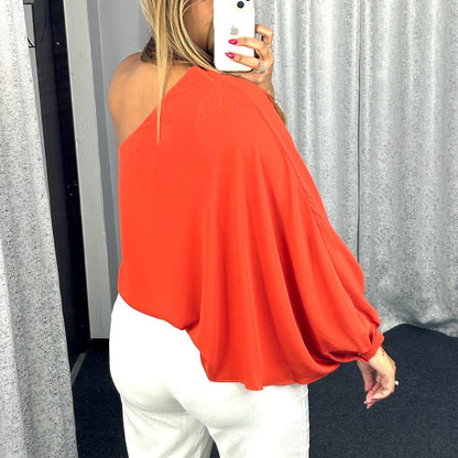 One Shoulder Rust Top
