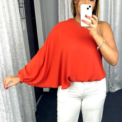 One Shoulder Rust Top