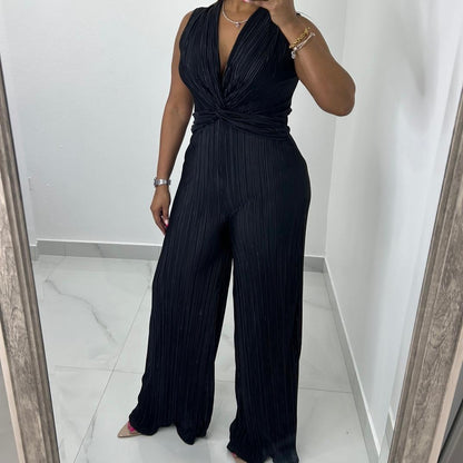 Pleated Plisse Jumpsuit