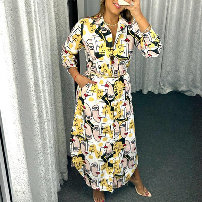 Minimalist Face Button Down Dress