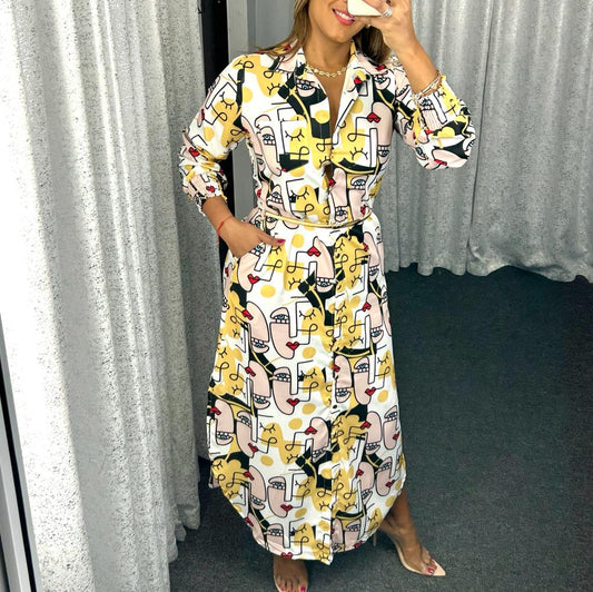 Minimalist Face Button Down Dress