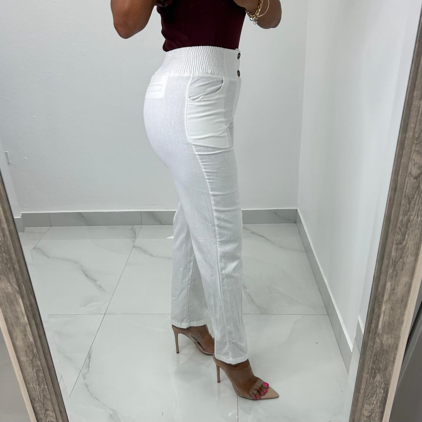 White High Waist Bottoms