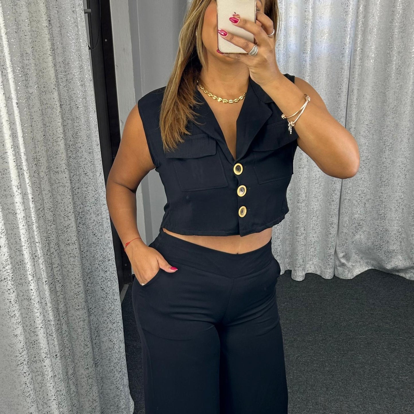 Pocket Button Down Set Black