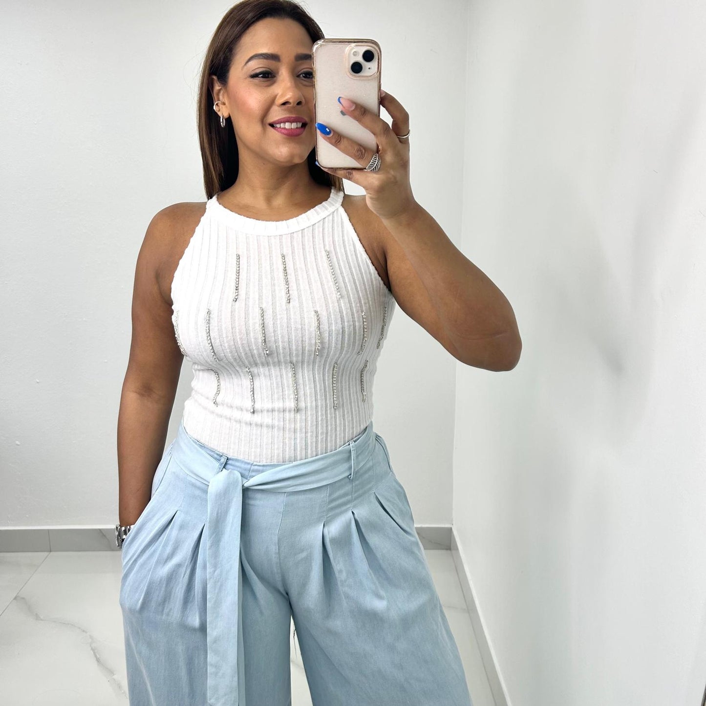 White Rhinestone Top