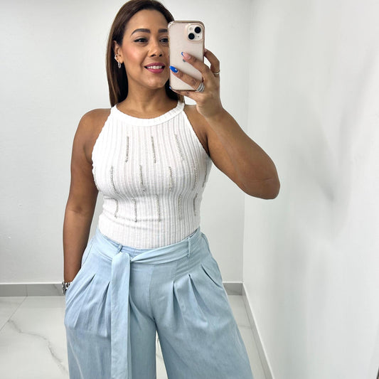White Rhinestone Top